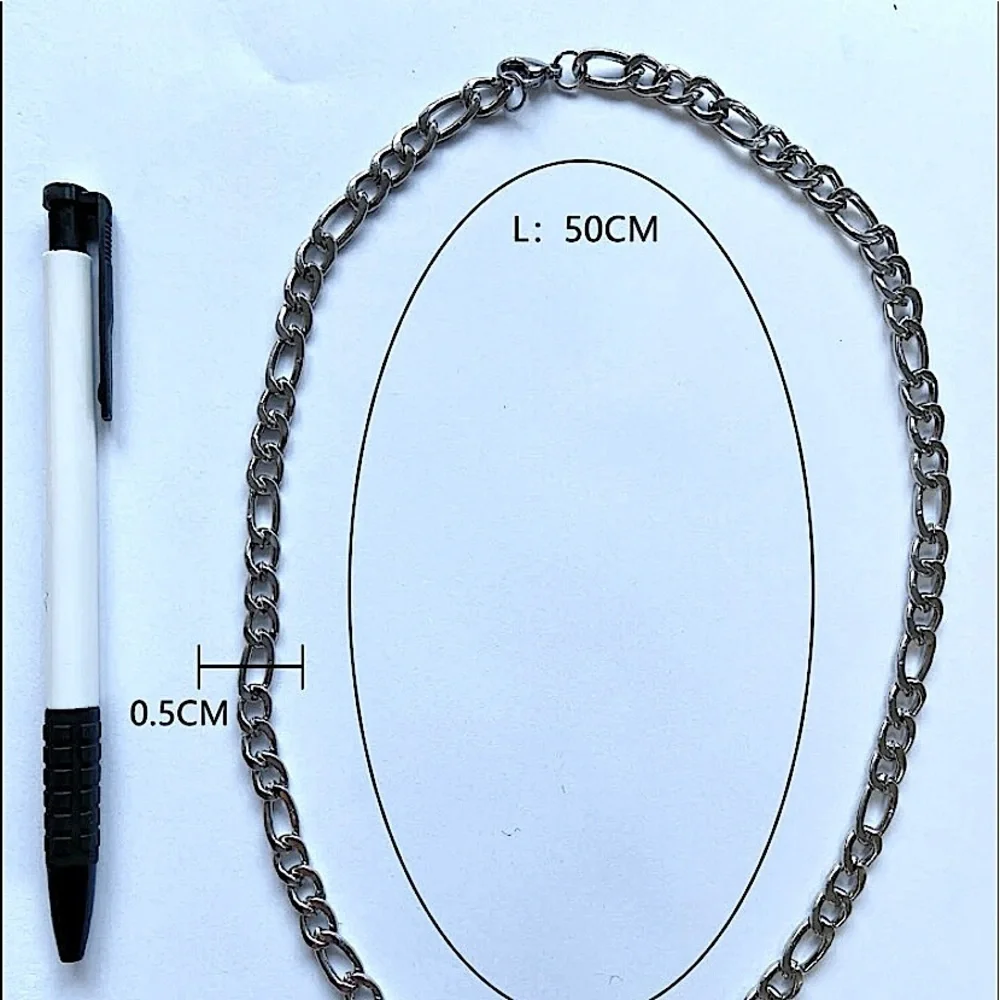 STAINLESS STEEL FIGARO CHAIN LINK NECKLACE